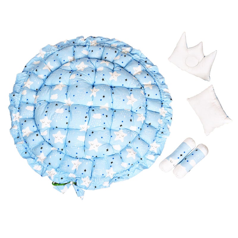 LOREM Multicolor 4 Pillows & Round Shape Cotton Baby Bed for 0-1 Year BB09-CMC - Image 4