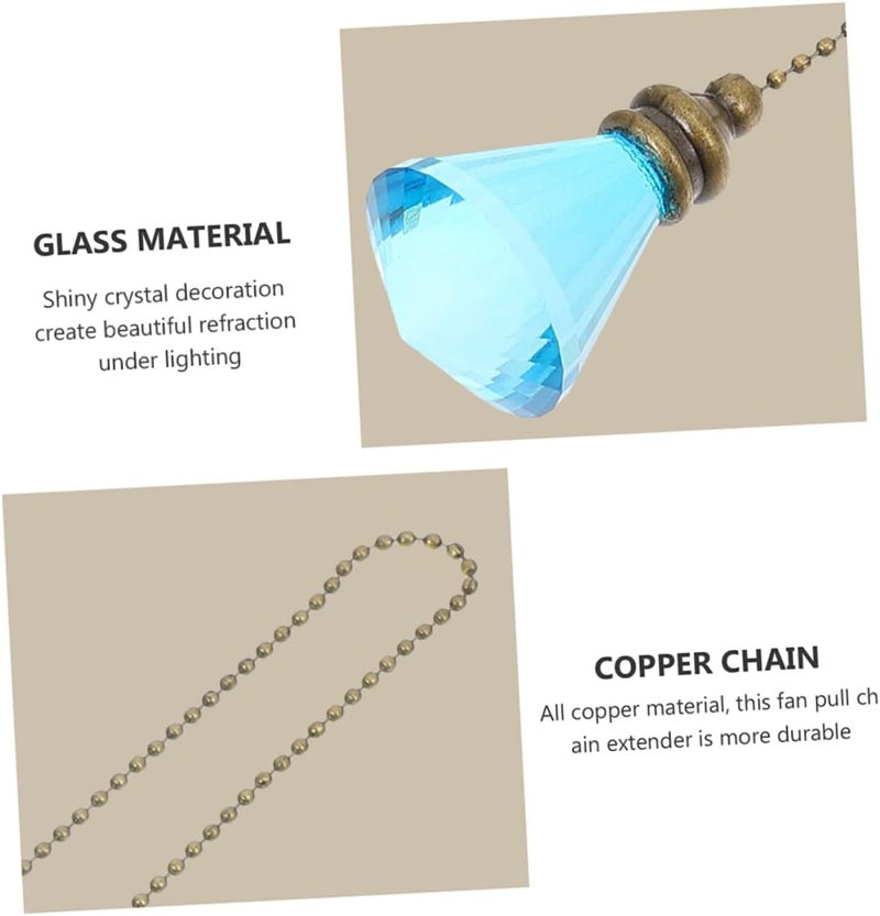 HOMSFOU 2pcs Decorative Ceiling Fan Pull Chain Crystal Pendant Easy to Install Replacement for Home Decor Elegant and Royal - Image 4