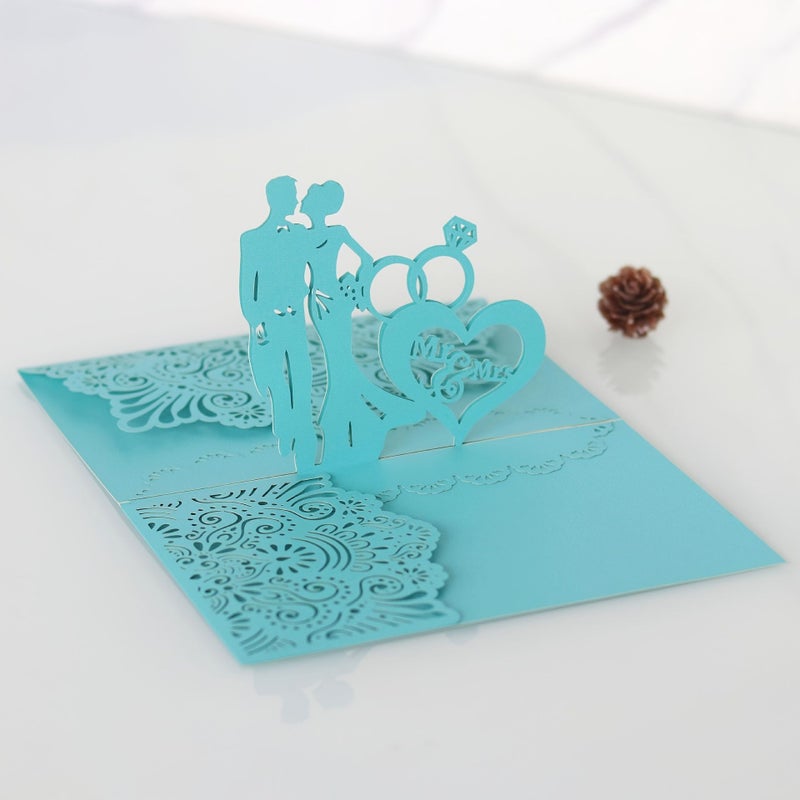 10 Sets Tifnirland Size Wedding Greeting Card Set with Envelope Dark Red Hollow Design - Image 2