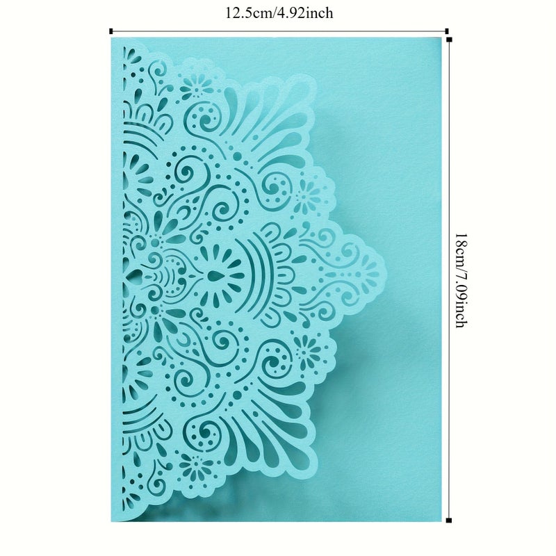 10 Sets Tifnirland Size Wedding Greeting Card Set with Envelope Dark Red Hollow Design - Image 3