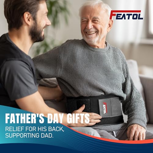 FEATOL حزام دعم الظهر من فيتول للرجال والنساء، حزام قطني لآلام أسفل الظهر، دعامة ظهر قابلة للتنفس مع وسادة قطنية للجنف، انزلاق القرص، عرق النسا، الرفع الثقيل والعمل (مقاس الخصر: 68"-74.8") - Image 2
