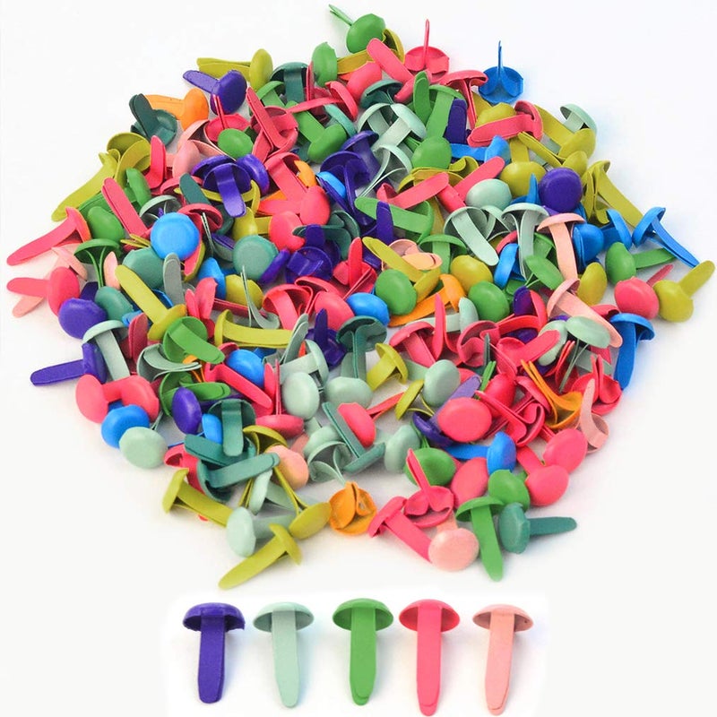 Baotongle 500 Pcs Paper Fasteners  Brass Plated Scrapbooking Brads Round Metal Brads With Storage Bag For Crafts Making Diy (Colorful  8Mm) - Image 2