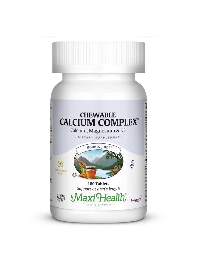 Maxi Health - Maxi Health Chewable Calcium Complex - Support Healthy Bones - Vanilla Flavor - 180 Chewies - Kosher - Image 1