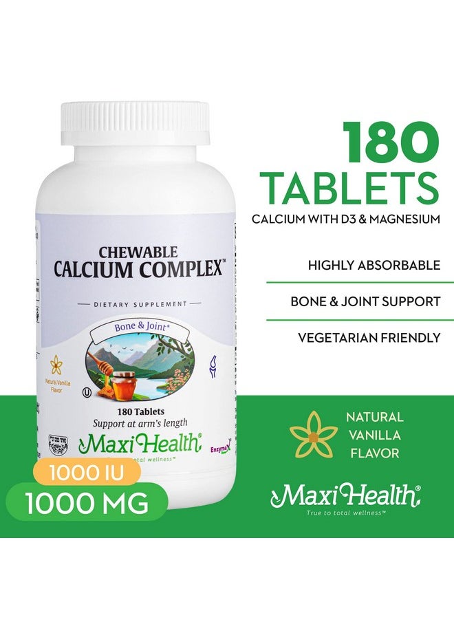 Maxi Health - Maxi Health Chewable Calcium Complex - Support Healthy Bones - Vanilla Flavor - 180 Chewies - Kosher - Image 1