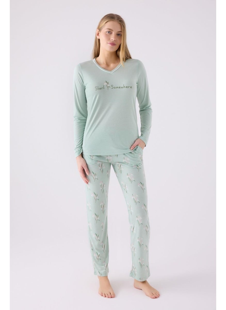 V-Neck Long Sleeve Pocket Pajama Set, Viscose Woven - pzsku/Z5206237CF4BDAFDA5794Z/45/_/1740068110/6fe16350-4c71-48fd-8bd3-54704420cac2