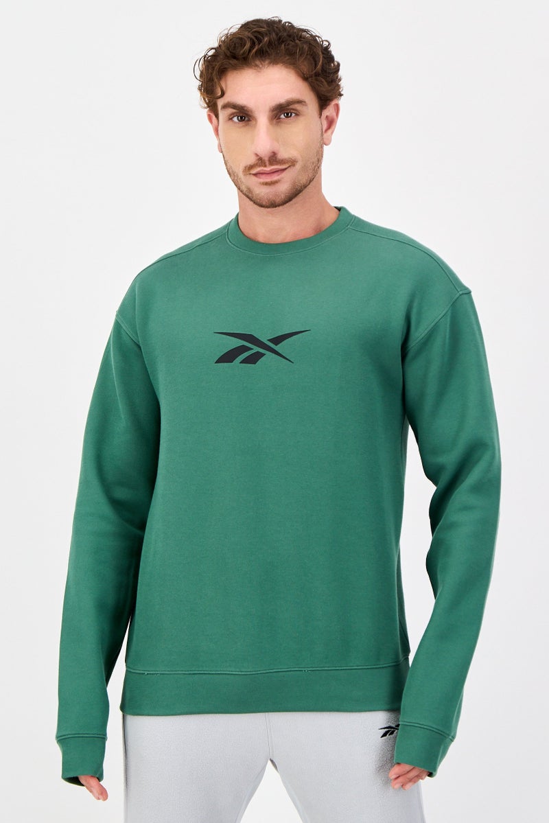 Reebok Men Sportswear Fit Long Sleeve Outdoor Sweatshirt, Green - Image 1