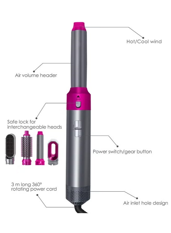 [Upgrade] 5 In 1 Hair Dryer Brush Hot Comb Set 1000W Hot Air Hair Curler and Straightener Styling Tool Comb Curling Brush Suitable for Women Hair Types - Image 5