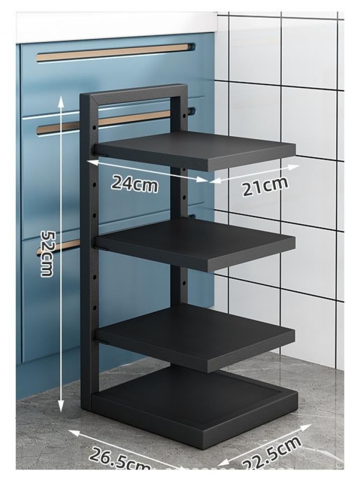 Alissa 4-Tier Adjustable Pot Rack – Space-Saving Kitchen Organizer for Corner, Under Sink & Pantry – Floor-Standing, Multi-Layer Storage Shelf (Black)  - Image 4