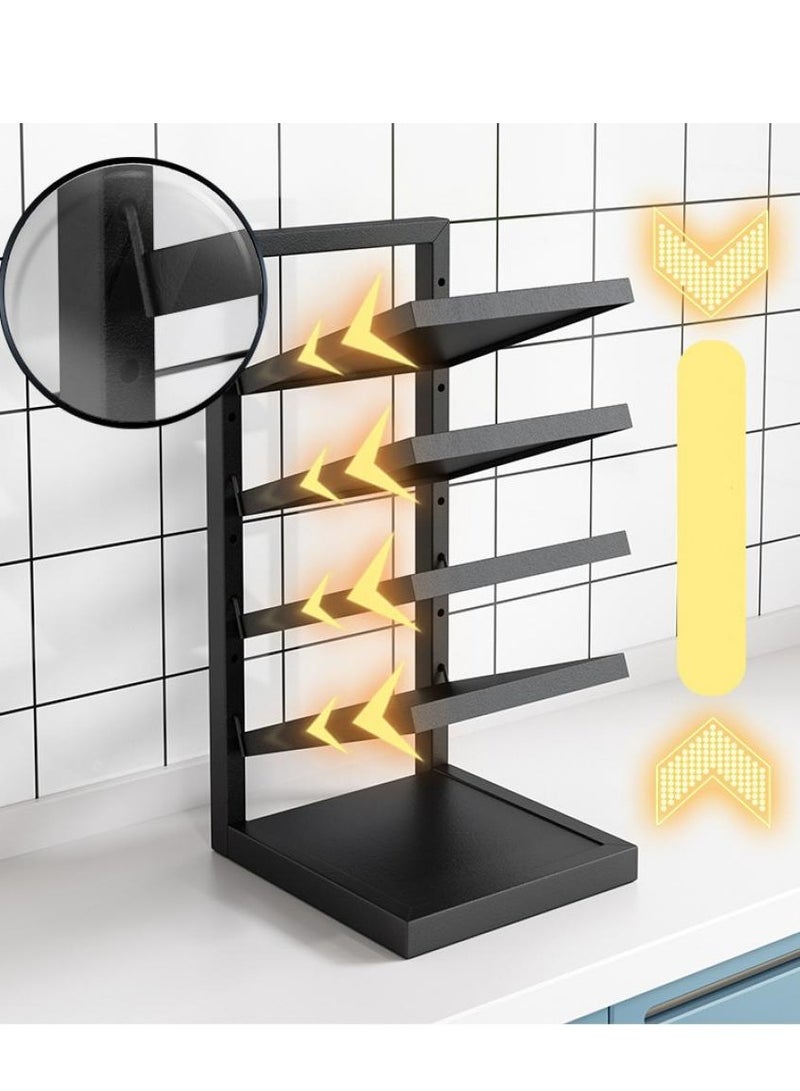 Alissa 4-Tier Adjustable Pot Rack – Space-Saving Kitchen Organizer for Corner, Under Sink & Pantry – Floor-Standing, Multi-Layer Storage Shelf (Black)  - Image 2