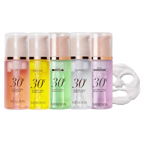 MENOKIN Korean Face Mask 5 sets [30 seconds Quick Bubble Mask] (Collagen, Brightening, Moisturizing, Soothing, Recovery),Hydration Improvement, Moisturizing, Easy-to Use,Glass Skin, 3.21 fl.oz - Image 1