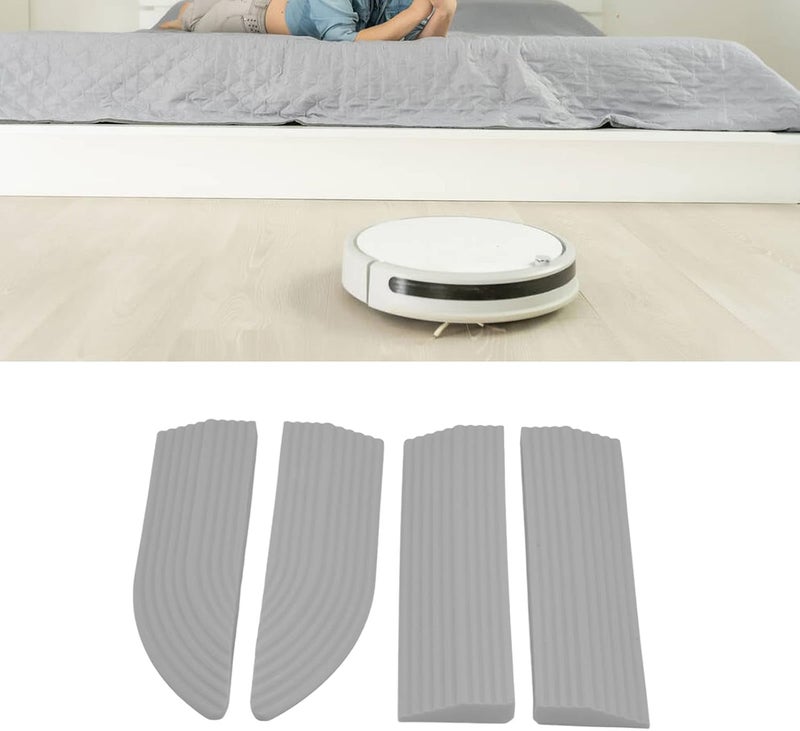 Universal Sweeper Door Sill Rubber Threshold Protector, 4PCS Free Assembly, Durable Non Slip Design - Wear Material, Adjustable Fit for Wheelchairs and Scooters (Grey) - Image 2