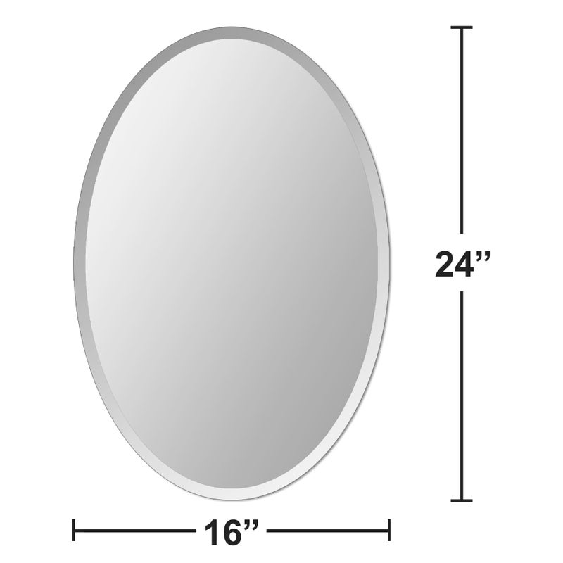 Ruomeng Oval Mirror Frameless Bathroom Mirror for Over Sink, Beveled Polished Wall Mirror for Bathroom, Bedroom, Vanity and Entryway 16" x 24" - Image 3