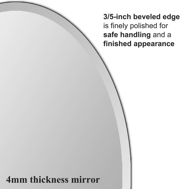 Ruomeng Oval Mirror Frameless Bathroom Mirror for Over Sink, Beveled Polished Wall Mirror for Bathroom, Bedroom, Vanity and Entryway 16" x 24" - Image 5