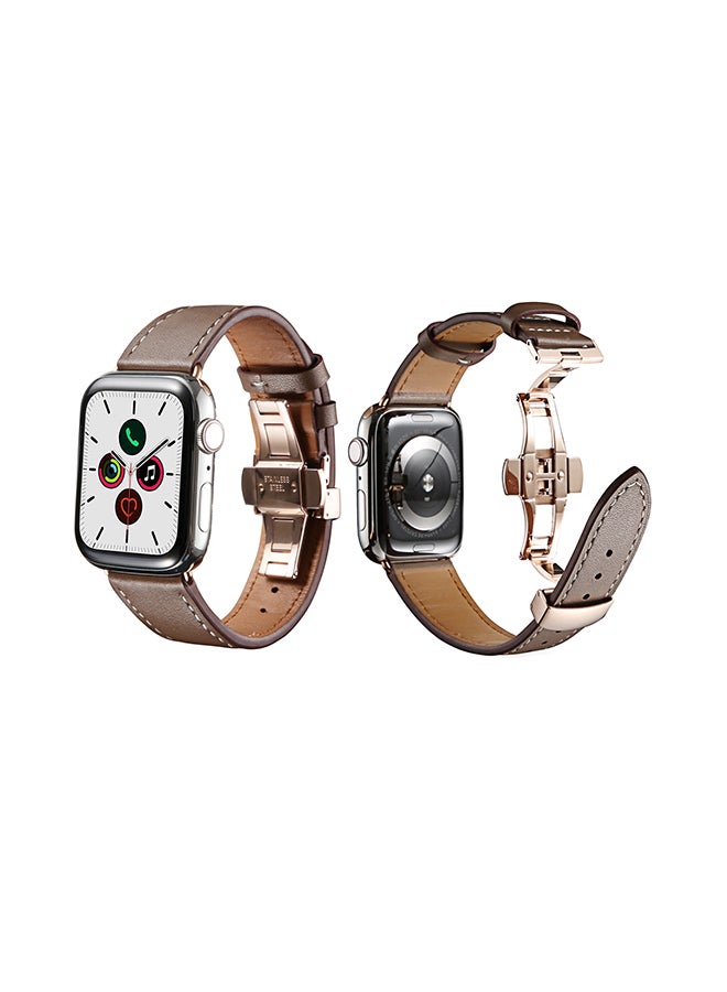 Perfii Genuine Leather Replacement Band for Apple Watch 40mm/38mm Series 5/4/3/2/1 Grey - Image 2