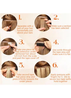 Full Shine Full Shine Invisible Tape in Hair Extensions Human Hair 18 Inch Tape in Brown Hair Extensions Color 4/24/4 Balayage Tape in Extensions Real Hair Extension Tape in Human Hair Extensions 50 Gram 20 Pcs  - Image 4