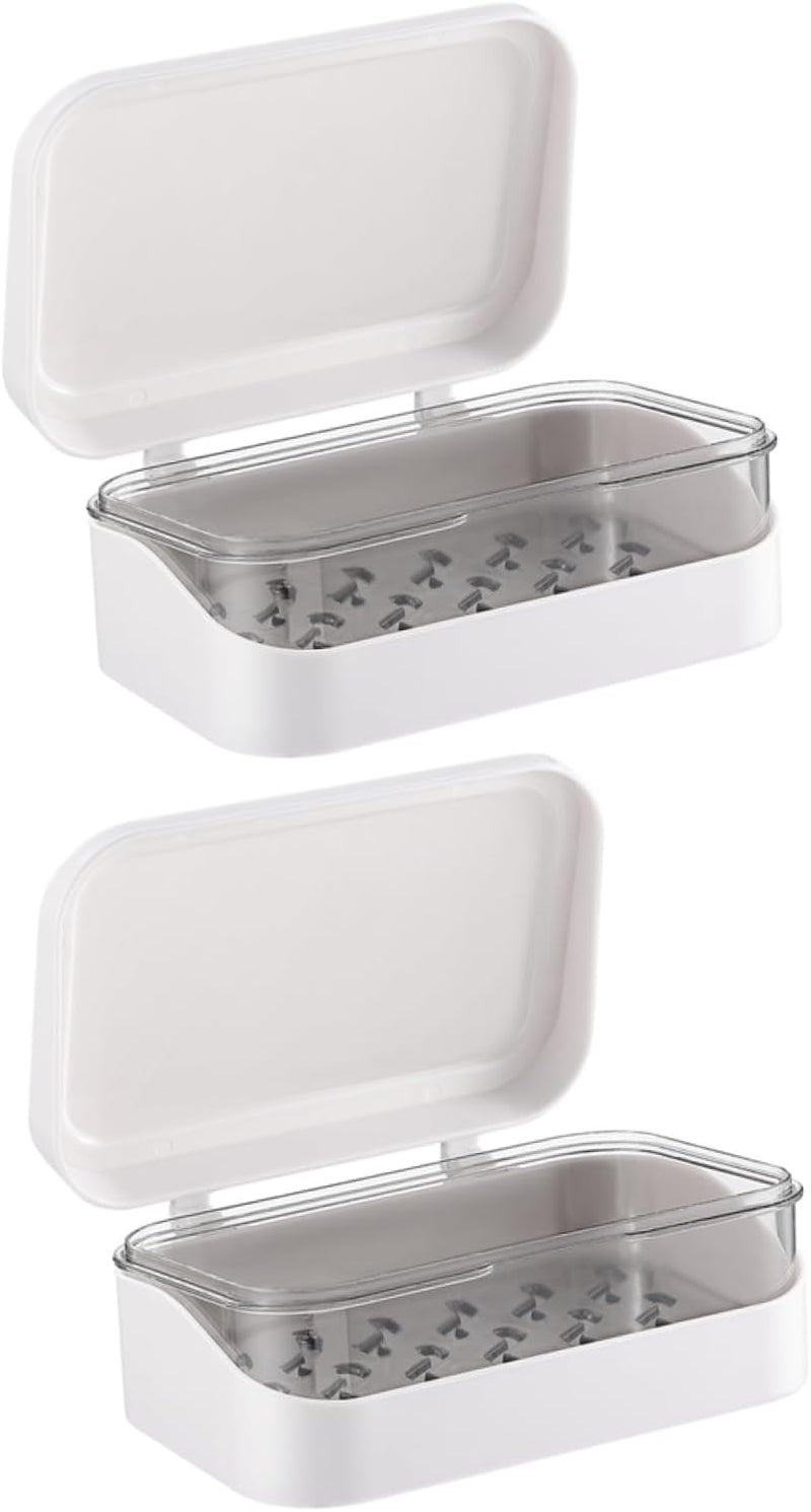 IMIKEYA Clamshell Soap Holder with Lid 2pcs Plastic Bathroom Soap Draining Tray Rack for Shower and Sink Use - Image 1