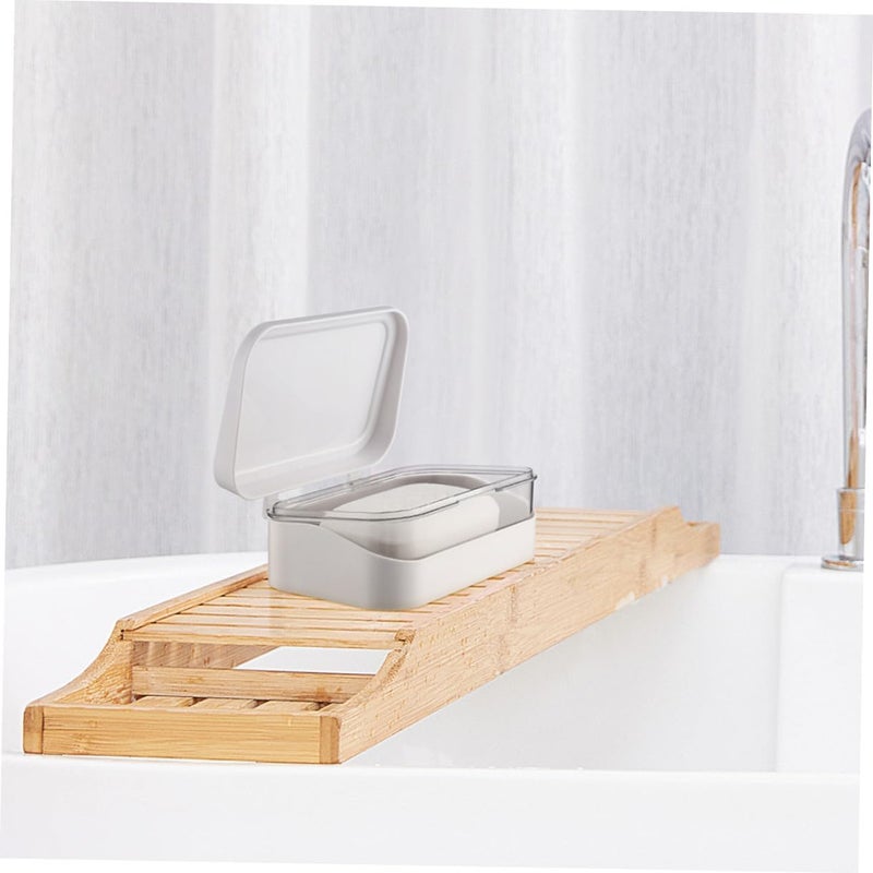 IMIKEYA Clamshell Soap Holder with Lid 2pcs Plastic Bathroom Soap Draining Tray Rack for Shower and Sink Use - Image 4