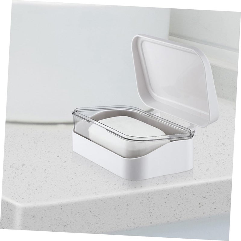 IMIKEYA Clamshell Soap Holder with Lid 2pcs Plastic Bathroom Soap Draining Tray Rack for Shower and Sink Use - Image 3