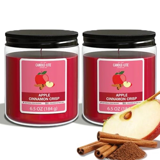 CANDLE-LITE Apple Cinnamon Crisp Scented Candles Set, Aromatherapy, 2 Pack 6.5 oz Single-Wick Jar, 40 Hours of Burn Time, Perfect for Gifting and Celebration (Individual Box) - Image 1
