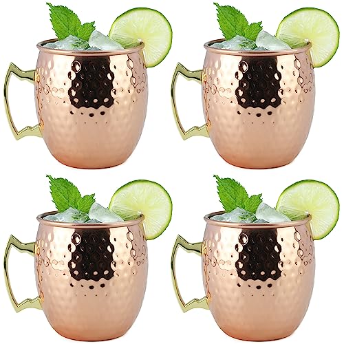 Arora Moscow Mule Mug Set of 4 Copper Hammered Durable for Home Dining Max Capacity 20oz 37 D x 39 H