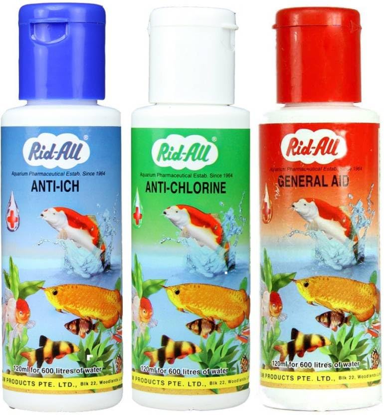 AQUA ARTS مجموعة أدوية الأكواريوم ريد أول | مضاد للich، مضاد للكلور ومساعدة عامة | منقي ومعالج مياه حوض السمك 3 في 1 - Image 1