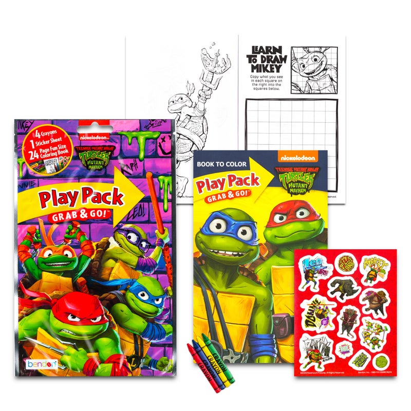 Bendon Set Of 15 Teenage Mutant Ninja Turtles Play Packs Fun Party Favors Coloring Book Crayons Stickers - Image 5