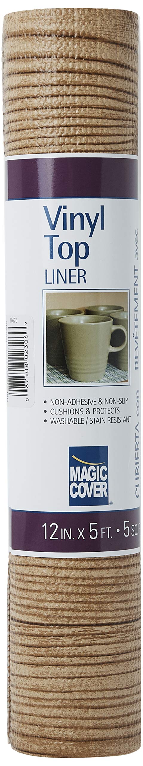 Magic Cover Non-Adhesive Vinyl Counter Top, Shelf Liner for Drawers, Shelves, Counters, and Craft Projects, Easy to Use, 12'' x 5', Knotty Pine - Image 4