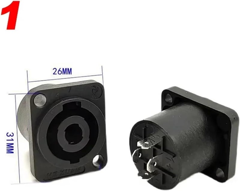 5/20Pcs XLR 4 Pin / 4Pole Speakon Panel Mount Board Connector Powercon Audio 4-Core Socket Round Base Square(1,5PCS) - Image 2