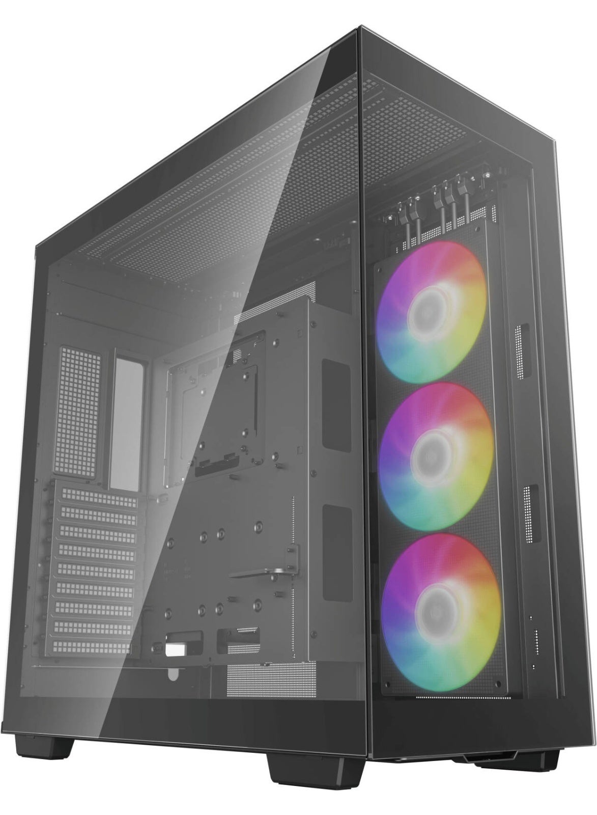 CH780 Panoramic Tempered Glass ATX Case – Dual-Chamber Layout, Full Hardware Showcase, Vertical GPU Support, 3×140mm ARGB Fans, 3×420mm Radiator Support, E-ATX Compatible, USB-C + 4×USB 3.0, Cable Management, Magnetic Dust Filters, Black | R-CH780-BKADE41-G-1