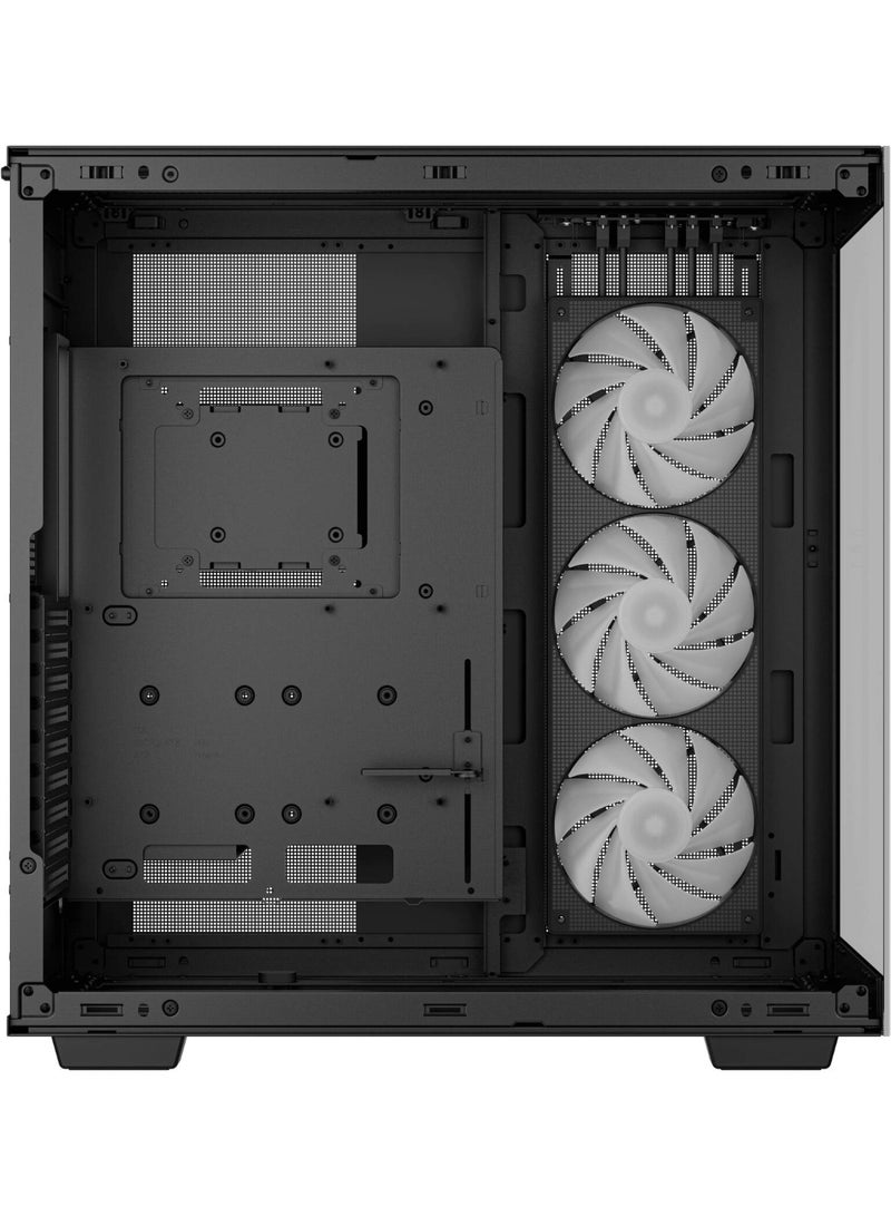 ديب كول علبة CH780 بانورامية من الزجاج المقوى ATX - تصميم ثنائي الحجرات، عرض كامل للمكونات، دعم بطاقة الرسومات عموديًا، 3 مراوح ARGB مقاس 140 مم، دعم 3 مشعات تبريد مقاس 420 مم، متوافقة مع E-ATX، منفذ USB-C + 4 منافذ USB 3.0، إدارة الكابلات، فلاتر غبار مغناطيسية، أسود | R-CH780-BKADE41-G-1 - Image 5
