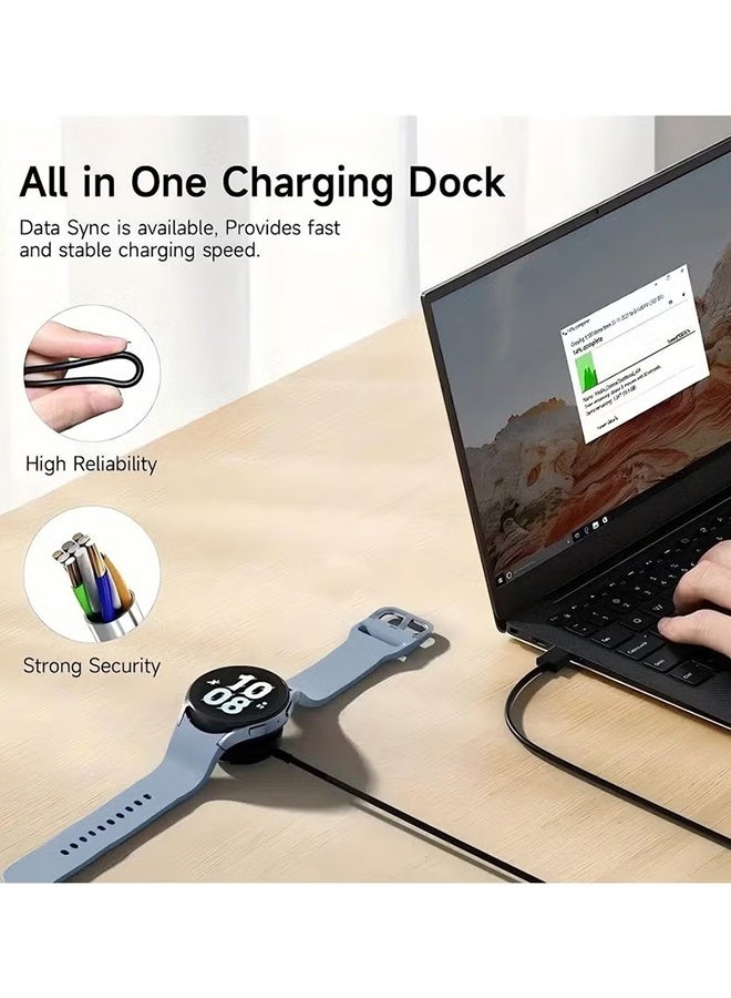 Happy D Portable Smart Watch Charger Dock for Samsung Galaxy Watch7/6/5/5 PRO/4/3/Active 2/Active 1,USB A Magnetic Dock Fast Charger Black - Image 5