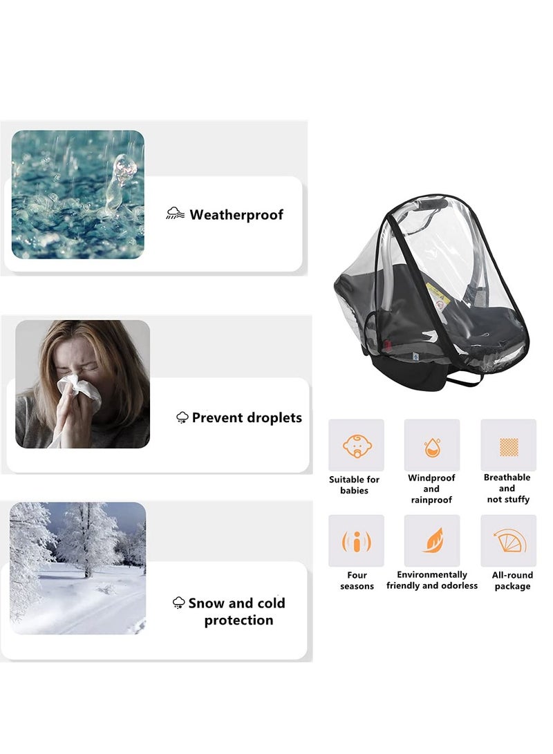 SYOSI غطاء مقعد سيارة عالمي واقي من المطر والطقس لمقعد سيارة الأطفال مع تهوية جانبية وفتحة مقبض وغطاء للمطر والرياح لمقعد سيارة الأطفال لتوفير حماية إضافية للأطفال - Image 2