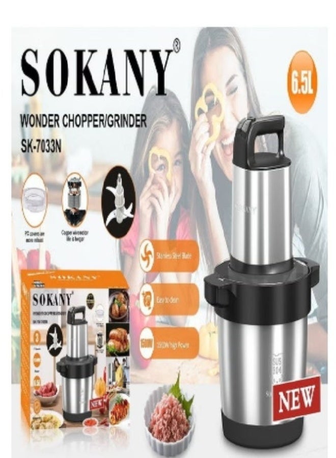 Sokany Sokany SK-YM-7033 N Chopper, Stainless Steel, 6.5 Liters, 1500 Watts - Image 1