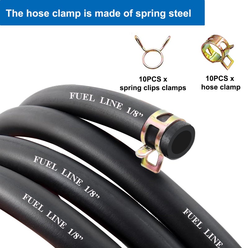 Sunxeke 6 Feet 1/8 Inch ID Fuel Line with 20Pcs Hose Clamps for Kawasaki Kohler Lawn Mowers Tractors Small Engines Mini Bike ATV Golf Cart Motorcycle - Image 3