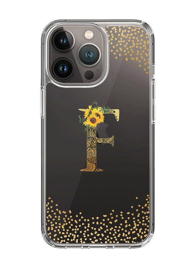 Stylizedd Classic Clear Case For iPhone 15 Pro, Hybrid Soft Case Cover- Custom Monogram Initial Letter Mandala Floral Pattern Alphabet - F(Transparent) - Image 1