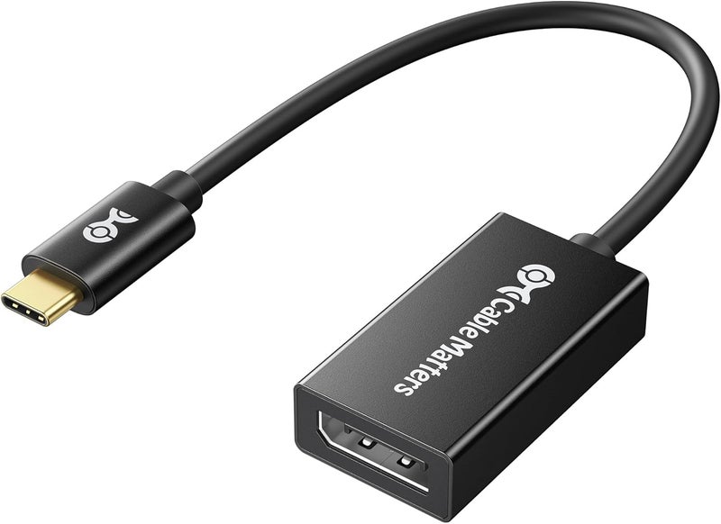 CableMatters محول USB C إلى DisplayPort 1.4 أحادي الاتجاه بسرعة 32.4Gbps، 4K@240hz، 8K@60hz، ودعم HDR - متوافق مع Thunderbolt 4 / USB4 مع iPad Pro، iPhone 16/15 Pro، MacBook، XPS، Surface - Image 1