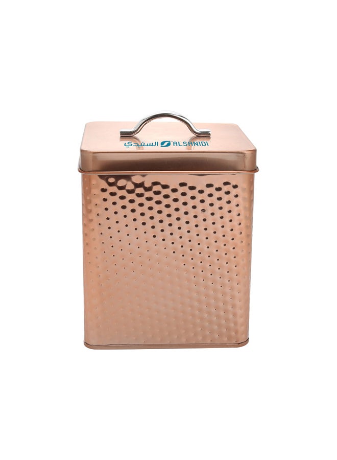 AL SANIDI Habb Al-Romman Steel Spices Storage, Tea, coffee and sugar storage for trips, Coppery, Size 12*16*18 Cm - Image 2
