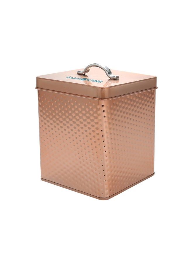 AL SANIDI Habb Al-Romman Steel Spices Storage, Tea, coffee and sugar storage for trips, Coppery, Size 12*16*18 Cm - Image 1