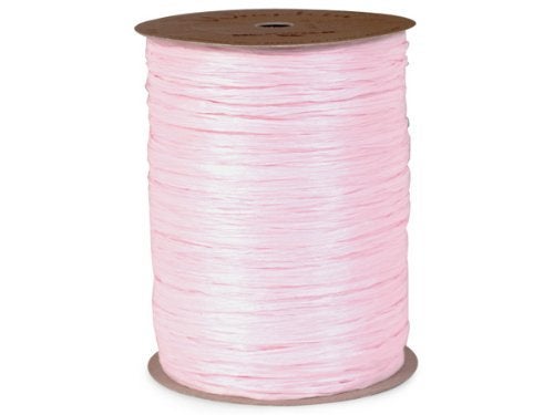 Paper Mart Light Pink Matte Raffia Ribbon, 1/4" X 100 Yards - Image 1