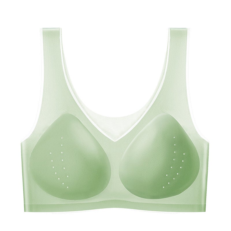 high quality Ultra-thin Ice Silk Beautiful Back plus size Traceless Underwear Womens Non-rimless Bra Large Chest Small chubby girl skin color - Image 2