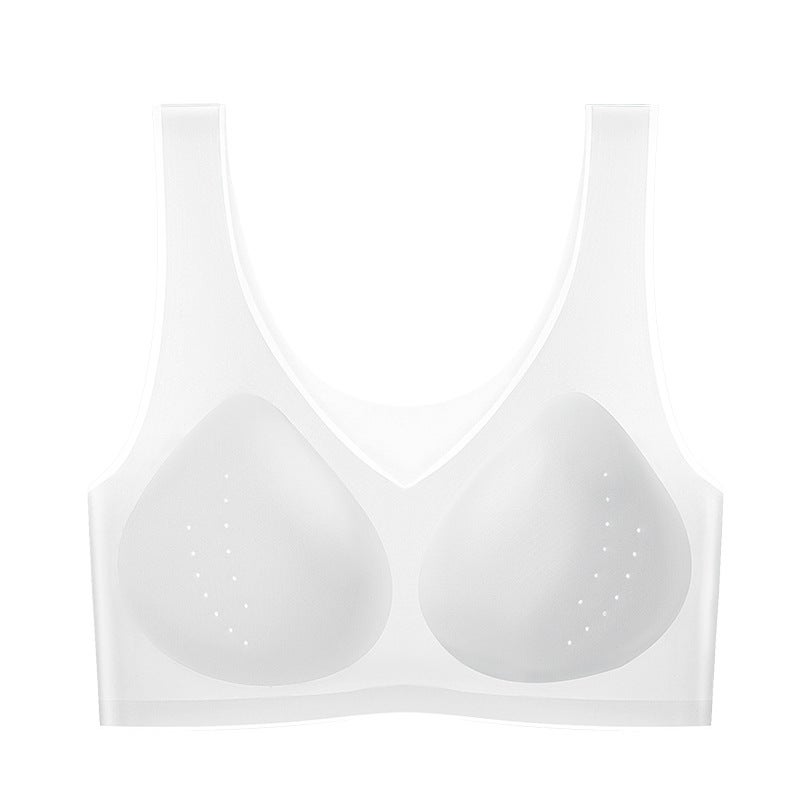high quality Ultra-thin Ice Silk Beautiful Back plus size Traceless Underwear Womens Non-rimless Bra Large Chest Small chubby girl skin color - Image 4