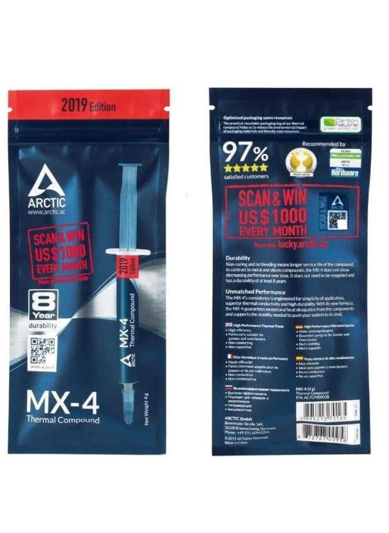 Arctic MX-4 Thermal Grease 2019 Edition Improved Distribution Efficiency CPU - GPU Low Thermal Resistance - Viscosity - Long Lasting - Non-Conductive 4g  - Image 5