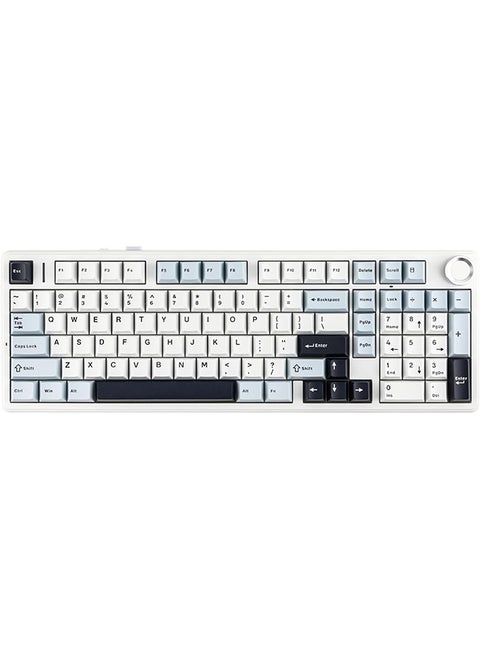 Aula F99 PRO 96% Mechanical Gaming Keyboard, BT5.0/USB-C/2.4GHz Wireless, Hot Swappable Gasket Custom Keyboard with 8000mAH Battery, Rotary Knob, RGB Backlit for Win/Mac (White Blue)