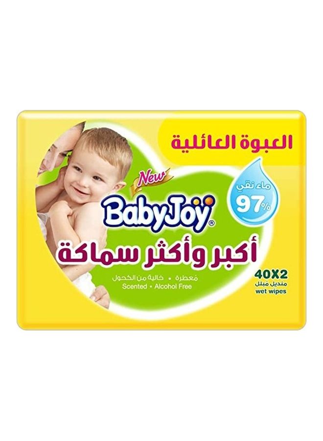 بيبي جوي مناديل مبللة كبيرة وسميكة ومعطرة، عبوة عائلية تحتوي على 80 منديلاً - Image 1