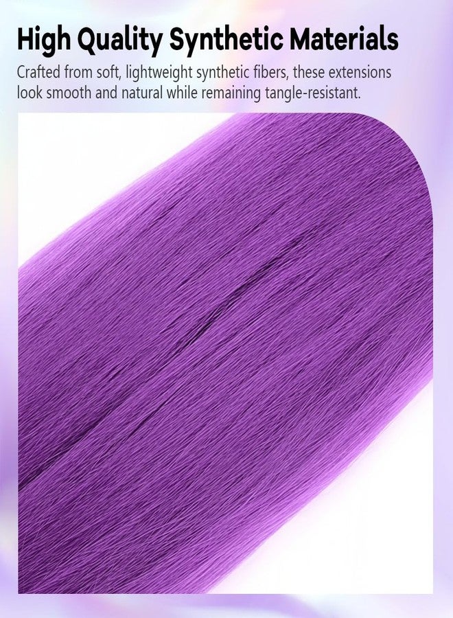 MAYCREATE® 3-Pack Kids Purple Hair Extension 24'' Long Straight Synthetic Hair for Braiding, Stylish Hair Extension for Cosplay, Costume, Hair Styling, Party, Festivals - Image 3