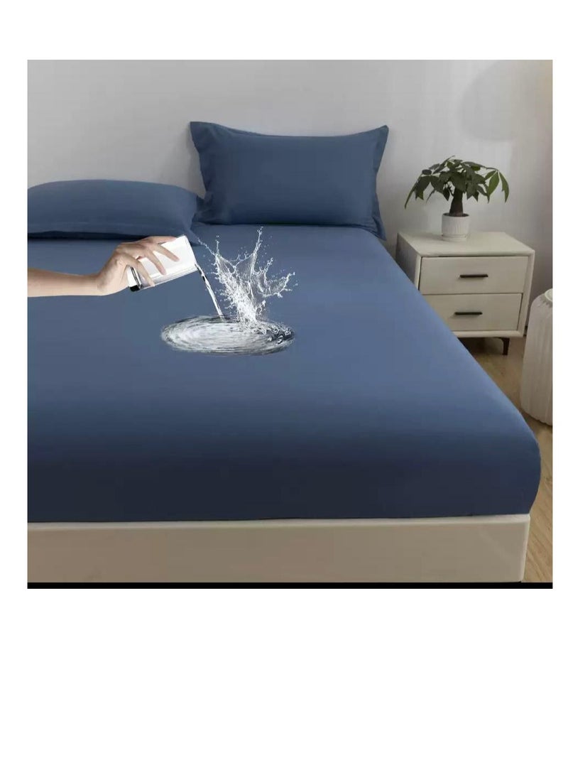 Waterproof 3 Pcs Bedsheet set 200*200+30cm
Soft Washed Cotton Fitted Sheet Bottom Bed Sheets King Size Bedspread Solid Color
