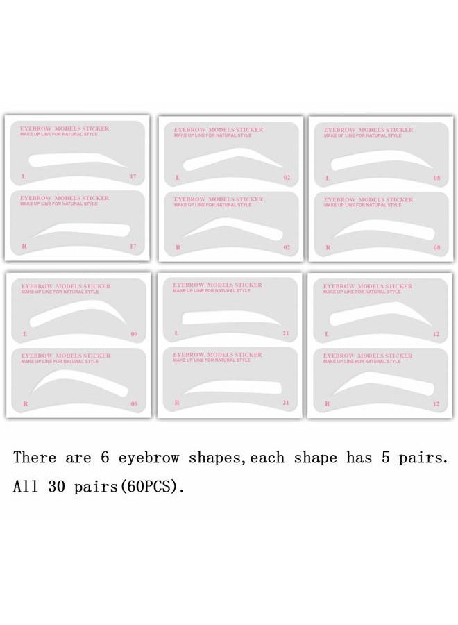 GOETOR 60 PCS Eyebrow Stencils 6 Styles Non-Woven Shaping Grooming Stencil Kit Eyebrow Drawing Guide Makeup Template DIY Tools For Beginners - Image 4