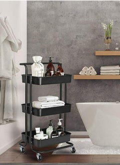 ALMUFARREJ Multi-Purpose Bathroom Organizer Trolley Black 85x45x35 cm  - Image 1