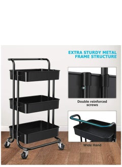 ALMUFARREJ Multi-Purpose Bathroom Organizer Trolley Black 85x45x35 cm  - Image 4