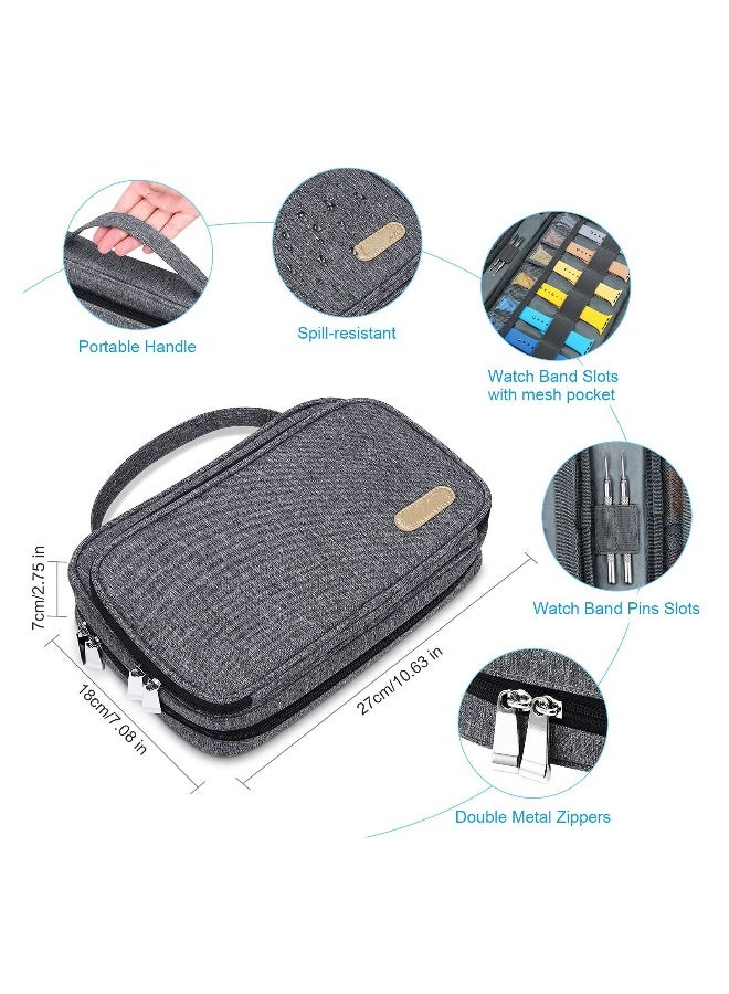36 Watch Bands Storage Case, Spill-resistant Watch Band Organizer Bag, Watch Straps Carrying Holder Pouch for Apple Watch Bands, Watch Band Pin and Other Accessories (Grey)  - Image 1